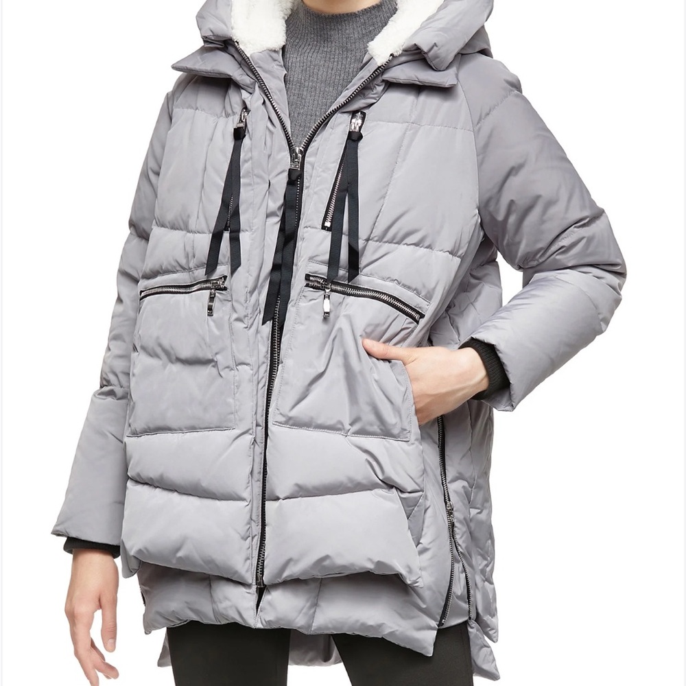 Women's Silver Hooded Ski Jacket